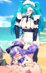 akeno_(itsnafulol), vivian_banshee, vivian_banshee_(iris_of_the_shore), wise_(zenless_zone_zero), zenless_zone_zero