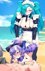 akeno_(itsnafulol), vivian_banshee, vivian_banshee_(iris_of_the_shore), wise_(zenless_zone_zero), zenless_zone_zero
