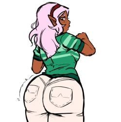kuroeda, elf-san_wa_yaserarenai, adhadd_art, ass, brown_eyes