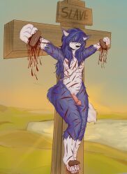 anthro, arctic_wolf, asphyxiation, blue_body, blue_fur