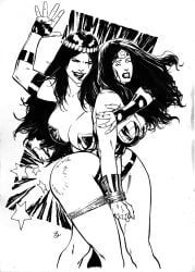 big_barda, wonder_woman, dc_comics, leno_carvalho, 2girls