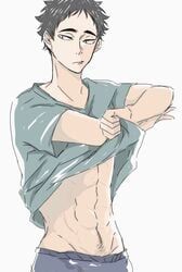 matsukawa_issei, abs, black_eyes, black_pubes, male