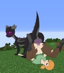 alex_(minecraft), ender_dragon, minecraft, glazed_(artist), glazedbakery