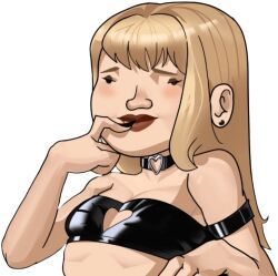 1girls, bad_bitch, black_nails, blonde_female, blonde_hair