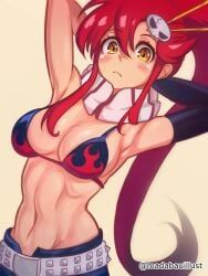 yoko_littner, tengen_toppa_gurren_lagann, madabauillust, 1girls, arm_behind_head