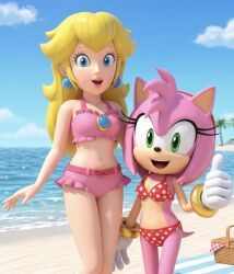 amy_rose, princess_peach, mario_(series), nintendo, sega