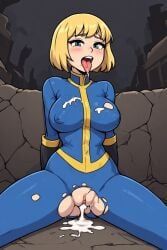 vault_girl, fallout, after_sex, after_vaginal, blushing