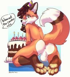 anthro, anus, blush, cake, candle