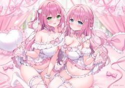 original, shiono_(0303), 2girls, asymmetrical_docking, bed