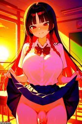 (titancore), big_breasts, big_cock, black_hair, blushing