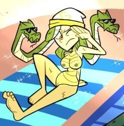joshdamn23, 1girls, barefoot, beach, beach_towel