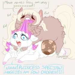 fluffy_pony, blush, bodily_fluids, crotch_breasts, crying