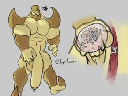animal_humanoid, annoyed, anthro, arm_spikes, arthropod