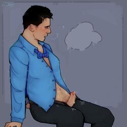 mafia_(game), 1boy, black_hair, bowtie, chest_hair