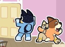 bandit_heeler, chilli_heeler, bluey_(series), shenhibiki, 3_fingers