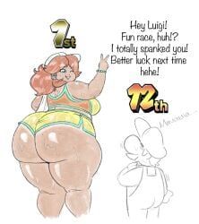 luigi, princess_daisy, princess_daisy_(swimwear), mario_(series), mario_kart