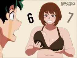 izuku_midoriya, midoriya_izuku, ochako_uraraka, uraraka_ochako, salmonjumpp