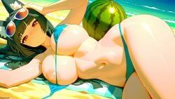 hoshimi_miyabi, zenless_zone_zero, (titancore), beach, beautiful