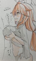 amou_kanade, senki_zesshou_symphogear, cototiworld, 1girls, boobjob
