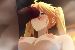 1boy, 1girl, blonde_hair, blue_eyes, blush