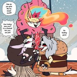loona_(helluva_boss), queen_bee-lzebub_(helluva_boss), stella_(helluva_boss), hellaverse, helluva_boss