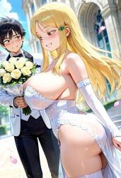 hidaka_koharu, high_score_girl, 1boy, 1girls, alternate_breast_size