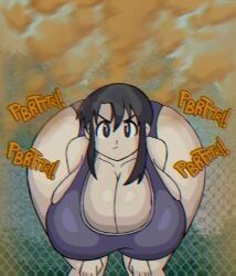 nyamo_minamo_kurosawa, azumanga_daiou, zaemonbrap, 1girl, bent_forward