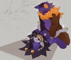 jevil_(deltarune), seam_(deltarune), deltarune, anonymous_artist, amazon_position