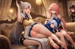 furina_(genshin_impact), otk, ass, from_behind, otk_spanking