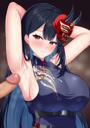 chaos_zero_nightmare, babouto, 1boy, 1girl, after_armpit_sex
