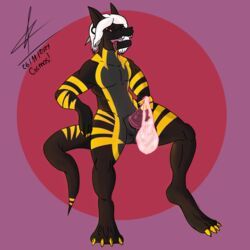 cosmosarts, balls, black_body, claws, condom