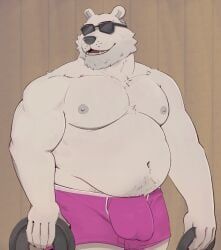 polar_bear_(ice_climber), ice_climber, 1boy, animal_ears, bara