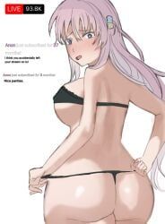 bocchi_the_rock!, accidental_exposure, ass, ass_focus, black_bra