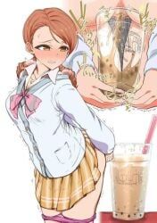 aomidori, blush, blushing, blushing_profusely, brown_hair