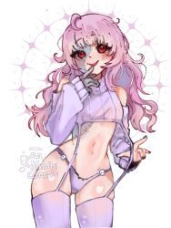 cutie_hani, finger_on_lip, kei_nightshade, purple_hair, red_eyes