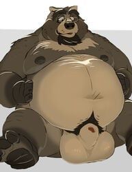 motogen, anthro, balls, beard, belly