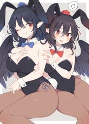 iizunamaru_megumu, shameimaru_aya, touhou, tama_(soon32281), !?