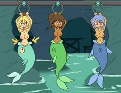 hook_maiden, shantae, mythkaz, 3girls, bimbofication