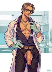 redgart, 1boy, abs, balls, bara