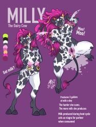 anthro, big_breasts, bodily_fluids, bovid, bovine