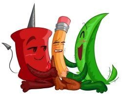 leafy_(bfdi), pencil_(bfdi), pin_(bfdi), battle_for_dream_island, bfdi