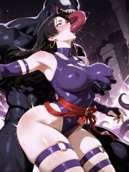 psylocke, psylocke_(sai)_(vengeance), venom_(marvel), marvel, arched_back