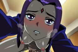 raven_(dc), teen_titans, 1boy, 1girl, blue_jacket