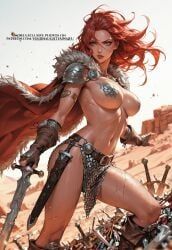 red_sonja, battle_queen, marvel, 4k_render, action_pose
