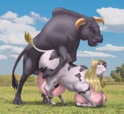 fiddletf, synthean, 1boy1girl, animal_genitalia, animal_pussy