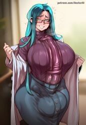original_character, aesterai, 1futa, aqua_hair, big_breasts