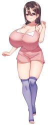 paleskoaberry, bare_shoulders, big_sister, blue_legwear, blue_socks