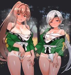kantai_collection, furaggu_(frag_0416), 2girls, alternate_costume, blush