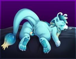 orez_art, antennae_(anatomy), anus, bed, blue_anus