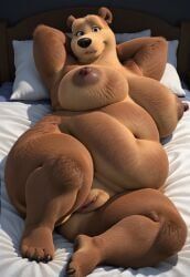lady_bear_(masha_and_the_bear), masha_and_the_bear, 1girls, anthro, bbw